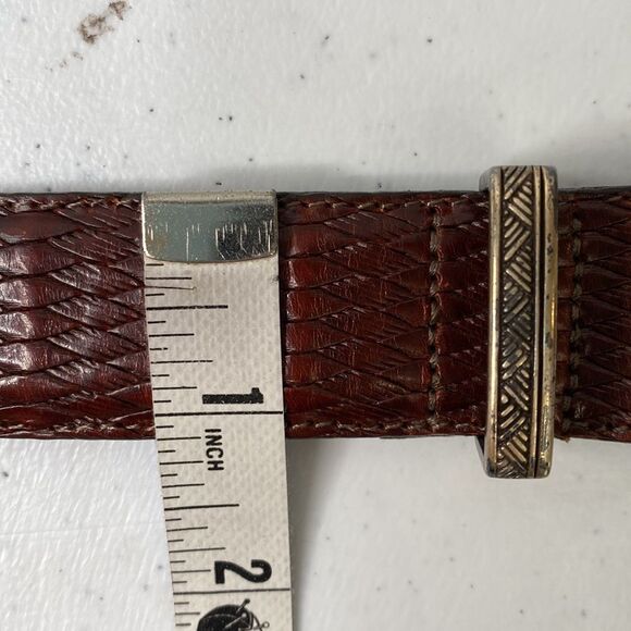 Brighton Vintage Brown Woven Weave Leather Belt Silver Tone Buckle 1996 Office main image 10